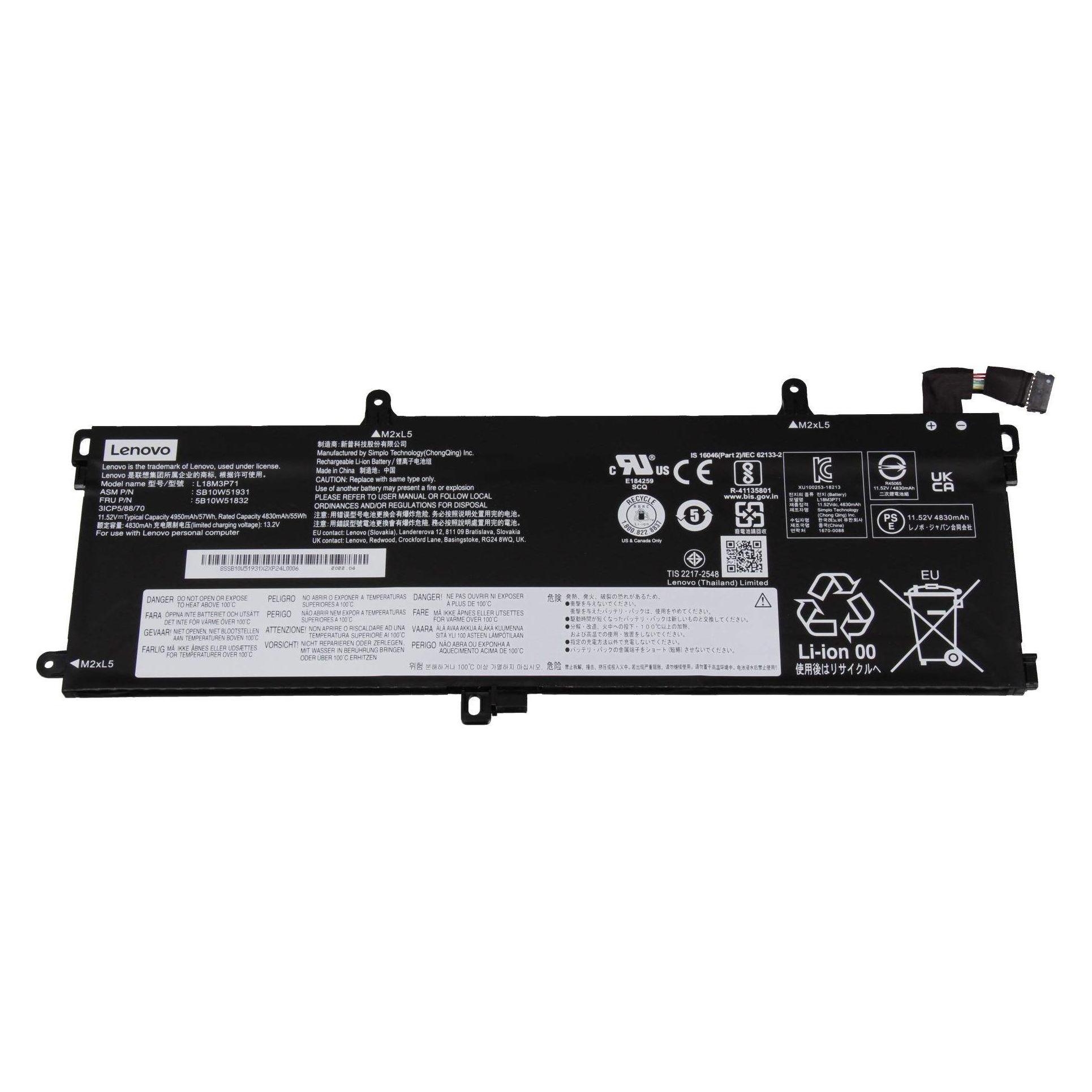 Lenovo Internal, 3c, 57Wh, LiIon, SMP (3 Zellen, 4830 mAh) (5B10W51832)