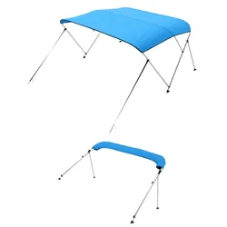 VEVOR Bimini Top Bootsabdeckung Sonnenverdeck (3 Bögen) aus 600D Polyester mit Rahmen aus Aluminiumlegierung, wasserdichte Sonnenschutz-Bootsmarkise mit Aufbewahrungstasche, 216-229 cm (B) Blau