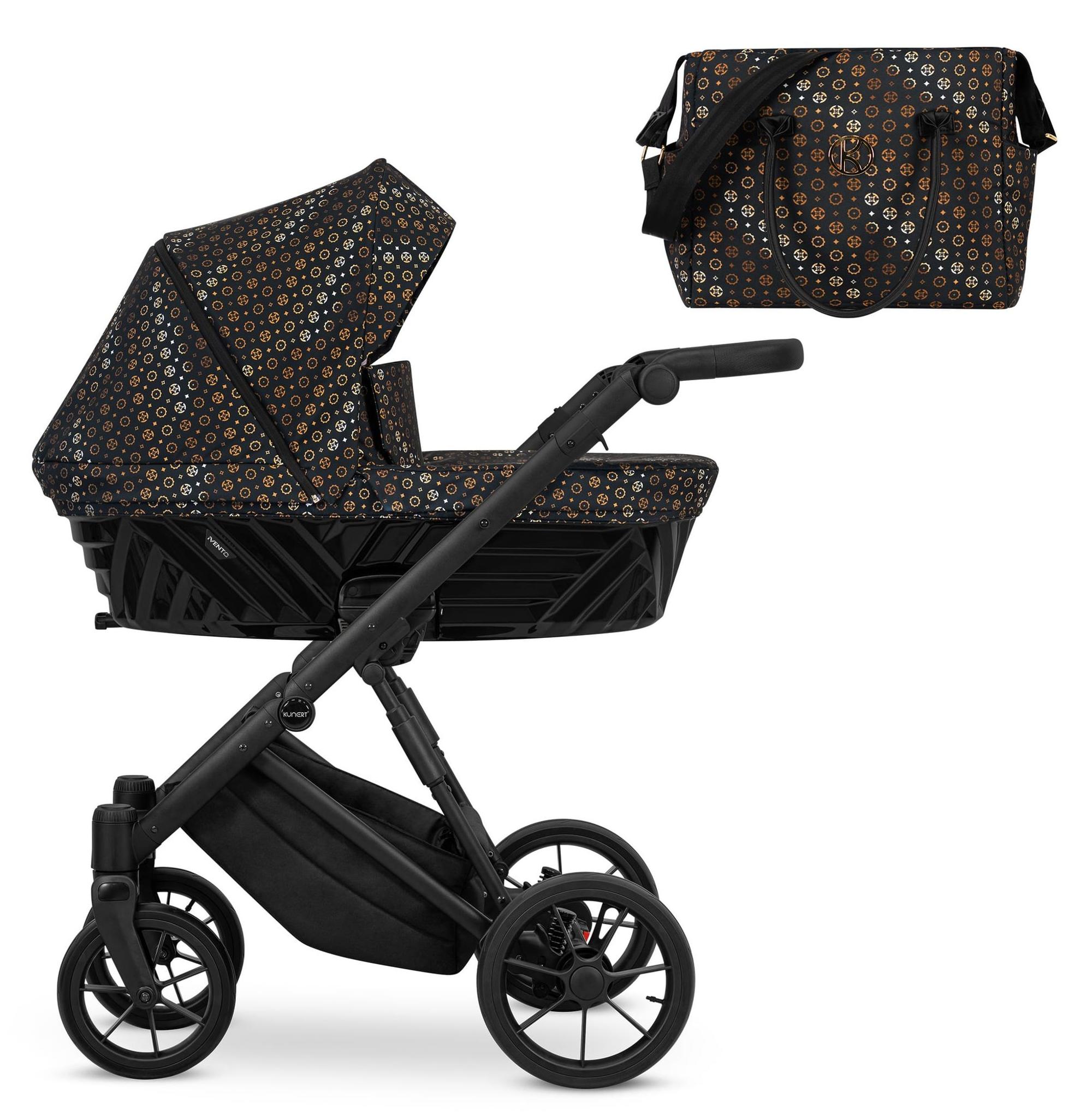 Kunert Ivento Kinderwagen mit Babywanne, Farbe Black Style