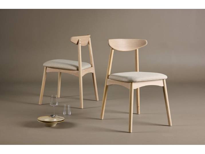 2er Set - Stuhl Malte aus lackiertem Eichenholz - Weißwash - Luxusbetten24