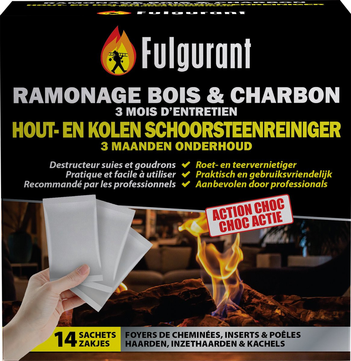 Fulgurant Hout- en kolen schoorsteenreiniger 14 zakjes