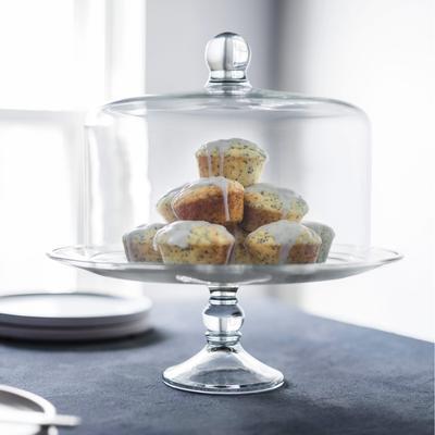 Libbey Selene Glass Cake Stand with Dome - Set of 2
