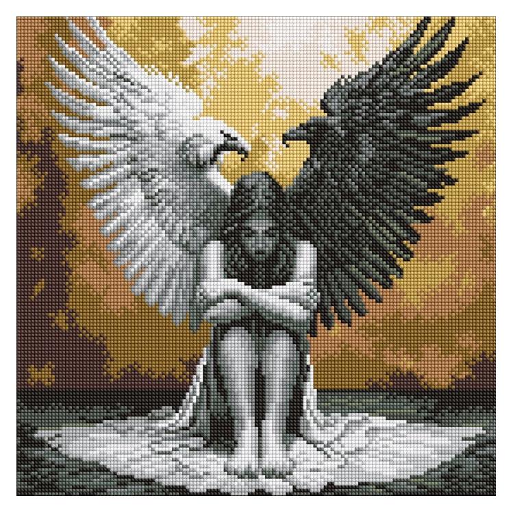 Ideyka Diamond Painting mit Rahmen - Zwei Seiten der Seele - art selena ua 40 x 40 cm (AMO8199)