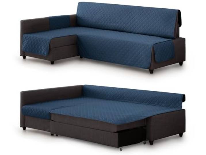 Milica Housse rembourrée Compatible avec Le canapé d’Angle-lit Friheten de IKEA Protection élégante et Lavable Adaptée à méridienne Gauche ou Droite Fabriquée en Europe Couleur : Bleu