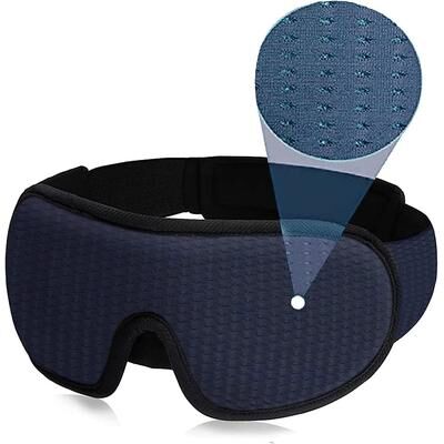 Inspired Living DreamShield 3D Blackout Sleep Mask For Deep Rest & Travel Comfort navy Blue