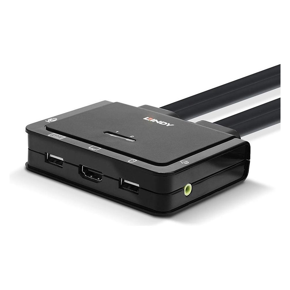 Lindy HDMI KVM Switch 2 Port USB 2.0 Compact. HDMI 3D and compliant USB 2.0 Audio and Mic (42340)