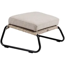 Gartenhocker Midway aus Rattan, modern, gepolstert in Beige, inkl. Kissen, Brafab