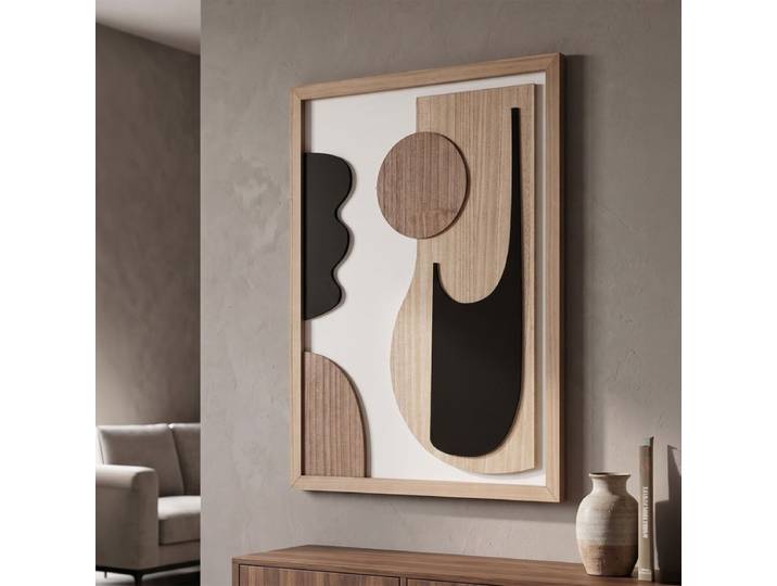 Décoration murale abstraite 60x80 cm Malva Noir et Bois