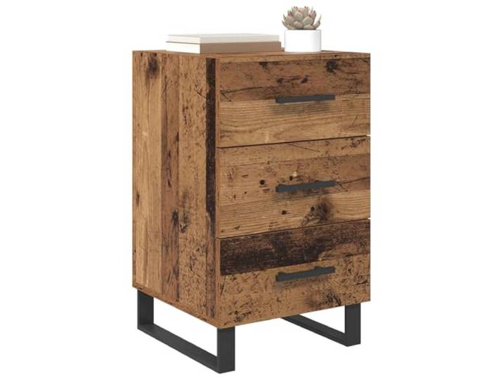 KTHLBRH Nachttisch aus Holz mit Schublade 40 x 40 x 66 cm Rustikaler Stil, praktische Oberfläche für Schlafzimmer, funktionales Nachtmöbel