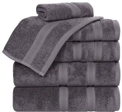 Home City, Inc.-Bath Smart Dry Zero Twist Bath Towel Set Six Piece Set, Six Piece Set, Gray