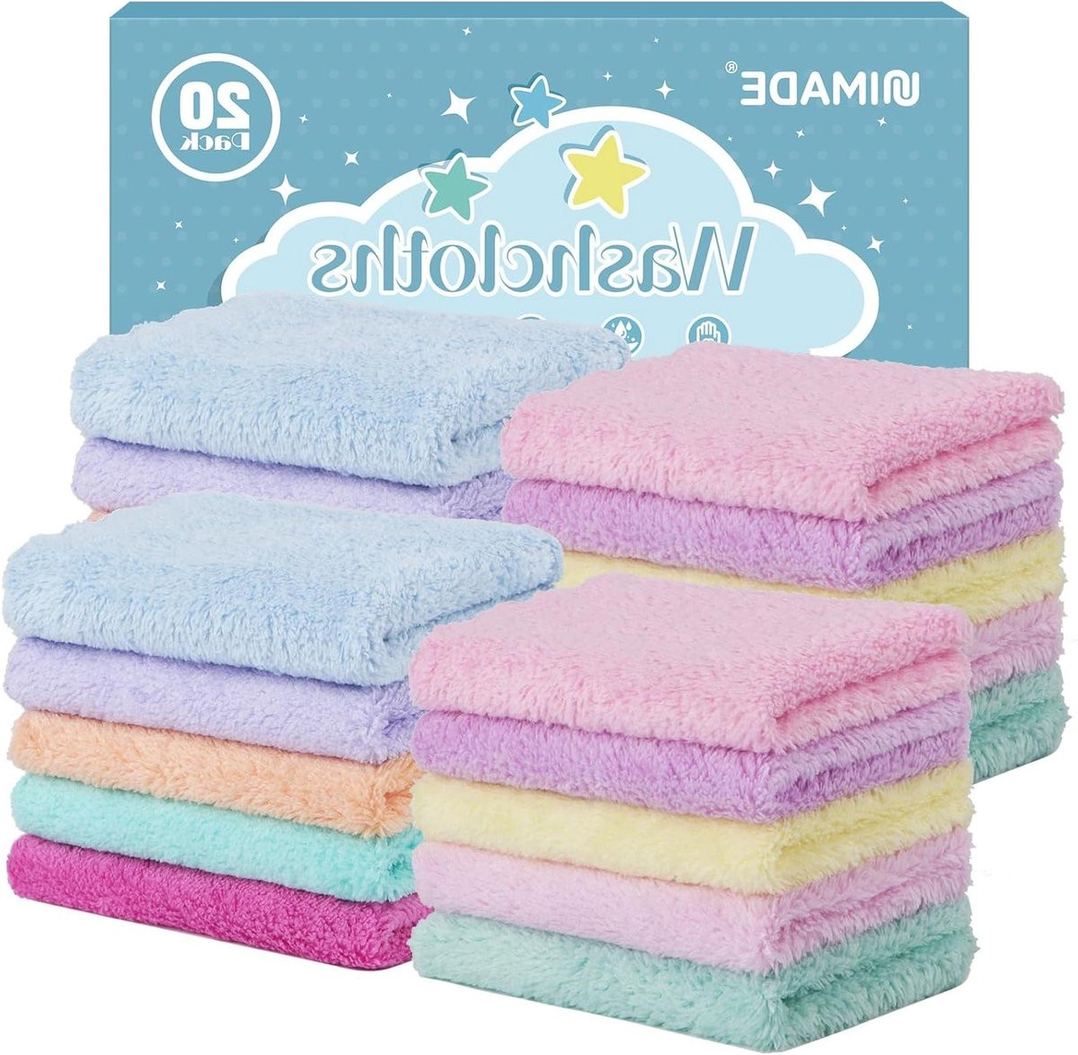 20 stuks Extra Zachte Babywasdoekjes van Koraalfleece - Veelkleurig