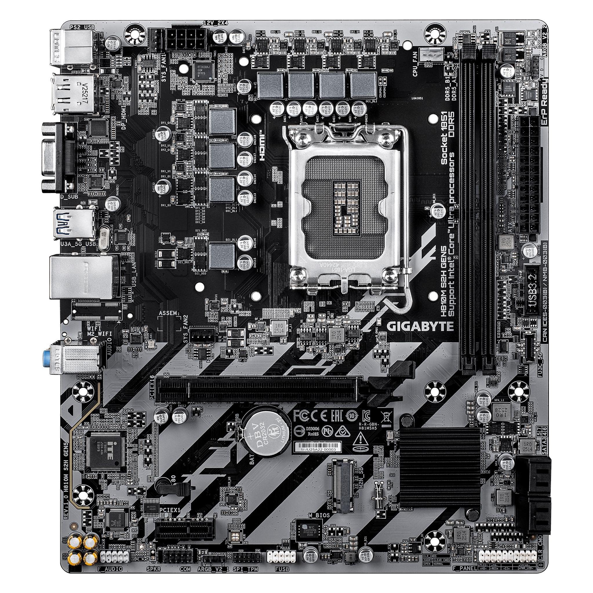 Gigabyte H810M S2H GEN5/LGA 1851/mATX (LGA 1851, Intel H810, mATX) (H810M S2H GEN5)