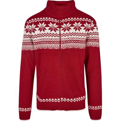 Cardigan BRANDIT "Brandit Herren Cardigan Norweger", Herren, Gr. XL, rot, 100% Polyacryl, mehrfarbig, normal, Rundhals, Strickjacken