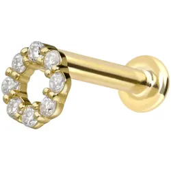 14 Karat Gold Labret mit Innengewinde MOISSANIT-KREIS