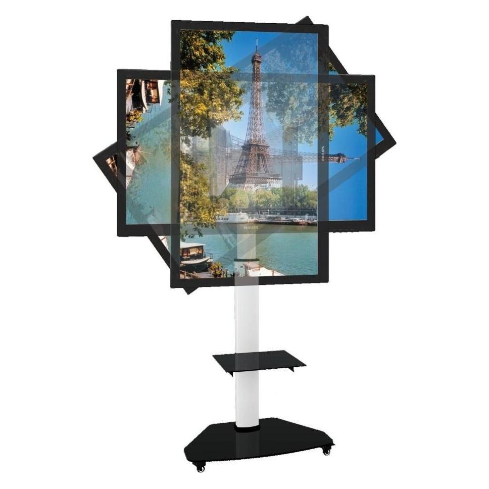 Techly ICA-TR3WH - Wagen für LCD / Plasmapanel / AV-Ausrüstung - Temperglas - weiss - Bi (40 kg, 37" - 70") (ICA-TR3WH)