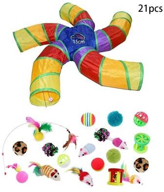 Uplift Picks Rainbow Cat Tunnel Interactive Foldable Cat Play Tunnel For Indoor Cats 04