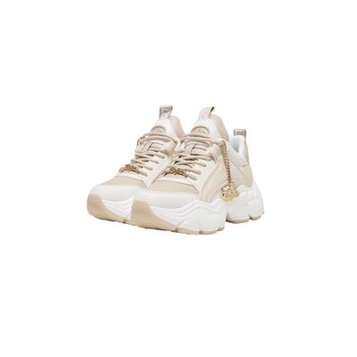 Sneaker BUFFALO "Buffalo BINARY GLAM", Damen, Gr. 38, beige (weiß, cream lizard), Polyurethan, Schuhe Sneaker
