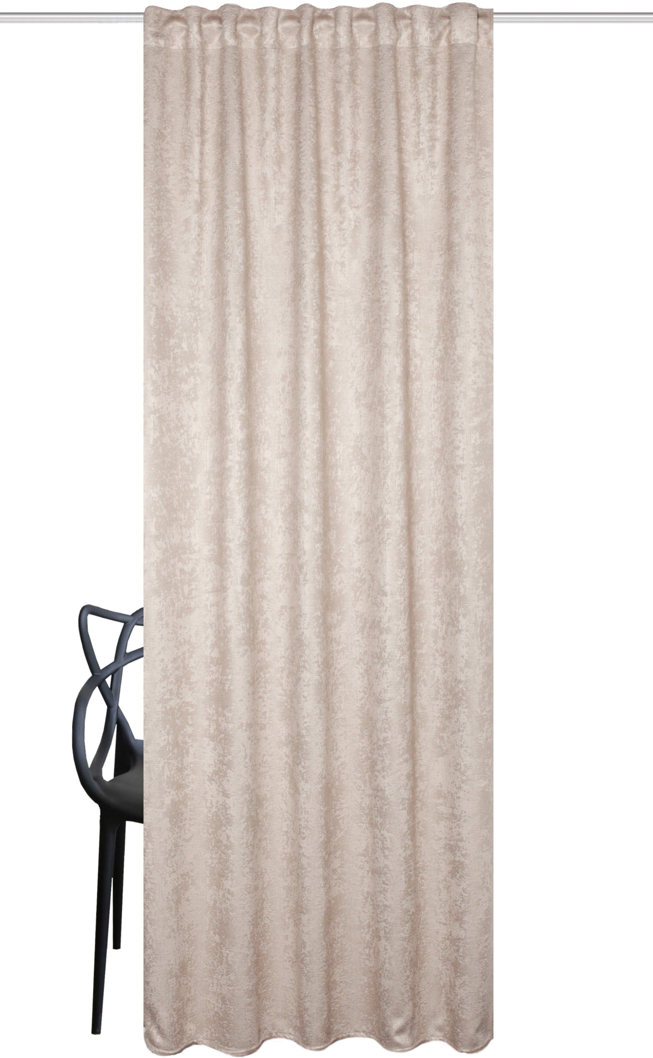 Vorhang HOME WOHNIDEEN "SKILIO" Gr. 1, braun (cappuccino), B:135cm H:245cm, Polyester, Gardinen, Kombibandschal SKILIO prägedruck