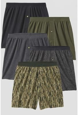 Men's Big & Tall 5-Pack Cotton Boxers by KingSize in Woodgrain Pack (Size 8XL)