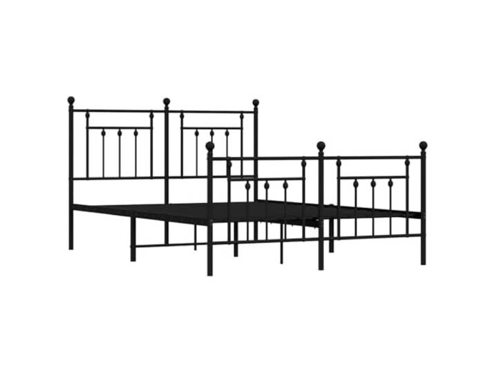 KTHLBRH Bettgestell aus Metall, schwarz, 140 x 190 cm Lackierter Stahl, Latten enthalten, Stauraum, Kopfstütze Rücken