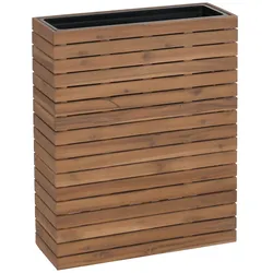 Mendler Pflanzkasten HWC-L21, Hochbeet Pflanzkübel Blumentopf, eckig 77x63x23cm Outdoor Akazie Holz MVG-zertifiziert ~ hellbraun