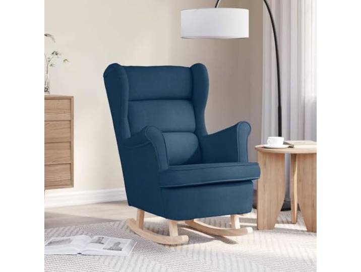 WHOPBXGAD Polyester Gepolstert Schaukelsessel Blau 74x90x102 cm Schaukelsessel Blau 74x90x102 cm Stoff, bequemer Lounge Sessel mit Polsterung, Schaukelstuhl für Wohnzimmer Schlafzimmer Büro