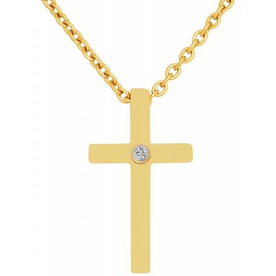 Kette mit Anhänger ADELIA´S "Damen Edelstahl Ankerkette Halskette mit Anhänger Kreuz", gold (gold, kreuz), Halsketten, Damen, Edelstahl