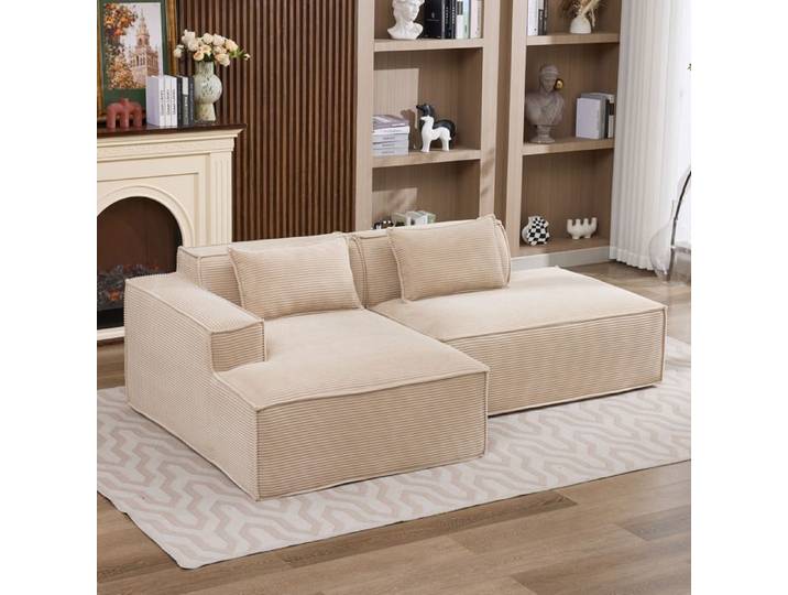 Canapé d'angle 2 places en polyester kaki