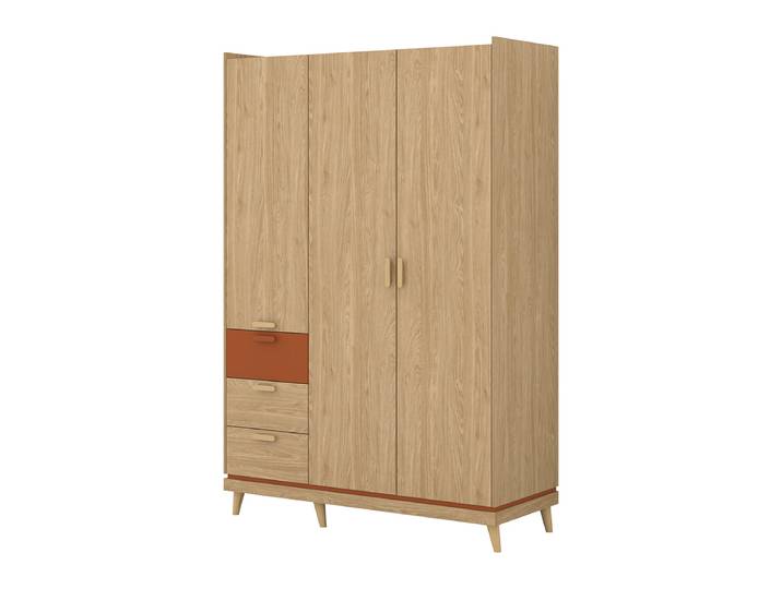 Armoire 3 Portes 3 Tiroirs Sandy Bois