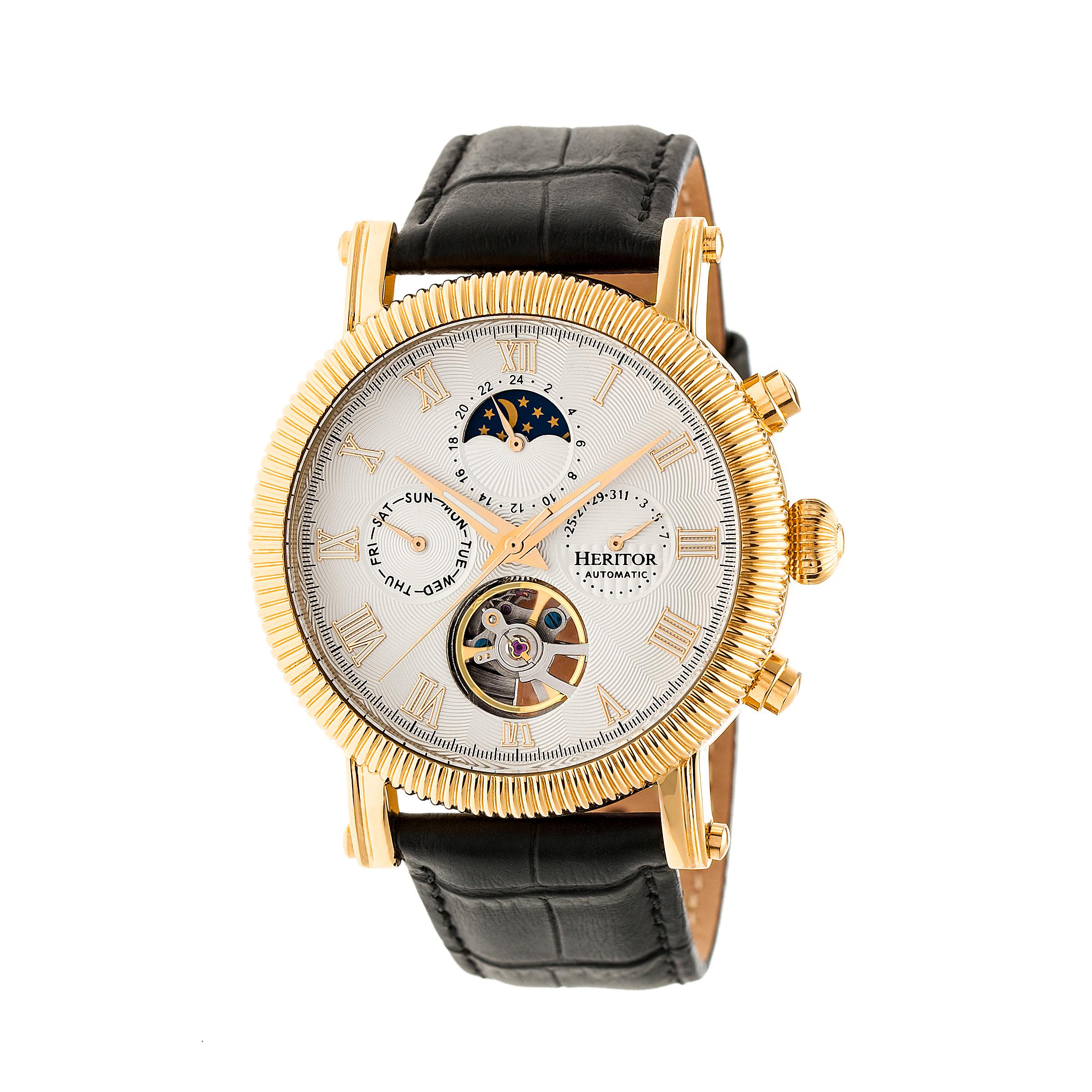 Heritor Automatische Winston Semi-Skelet Leerband Horloge