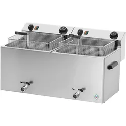 Wimar Elektro Doppel-Fritteuse Friteuse Standgerät 2x 11 Liter 720x420x370mm Fritöse