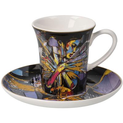 Tasse GOEBEL "Espressotasse Lana Frey -Fire in the Belly", bunt, B:12cm H:7cm, Porzellan, Trinkgefäße, Tasse