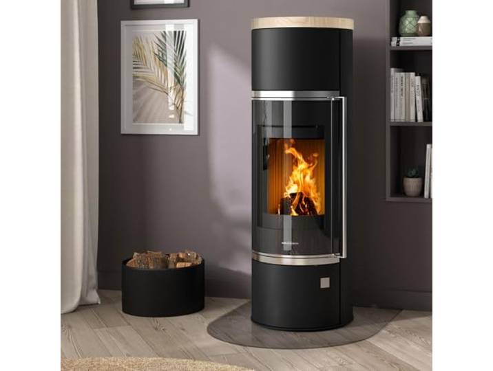 Oranier 5897 42 Arena W+ 2.0 Kaminofen Stahl Schwarz mit Abdeckplatte Sandstein/A