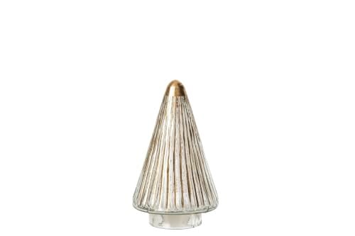 J-Line Kerstboom decoratie voor op tafel - goud/transparant glas - set van 2 stuks