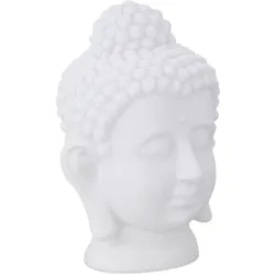 Relaxdays Buddha Kopf, Kunststoff, Buddha-Figur, HBT: 17x12x10 cm, Zen-Deko für Wohnzimmer & Bad, Feng Shui Deko, weiß
