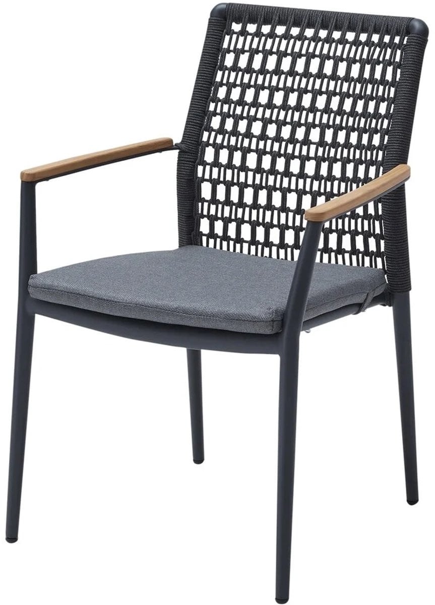 Salta Salta dining tuinstoel met armleuningen antraciet aluminium rope stapelbaar