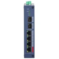 Dahua Industrieller POE Switch CHS4206-4ET-90 4-port (4 Ports), Netzwerk Switch, Blau