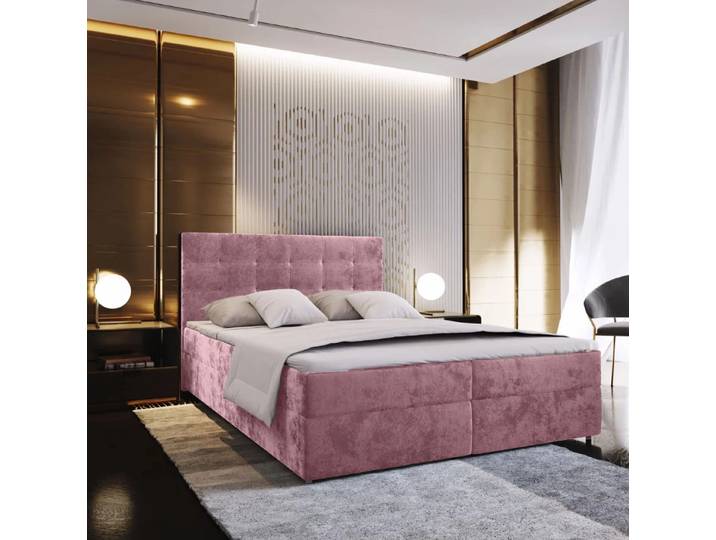 ANGEBOT Polsterbett Boxspring GLORIEN VELVET 160x200 cm rosa II. Wahl Matratze: Bonell-Federkernmatratze