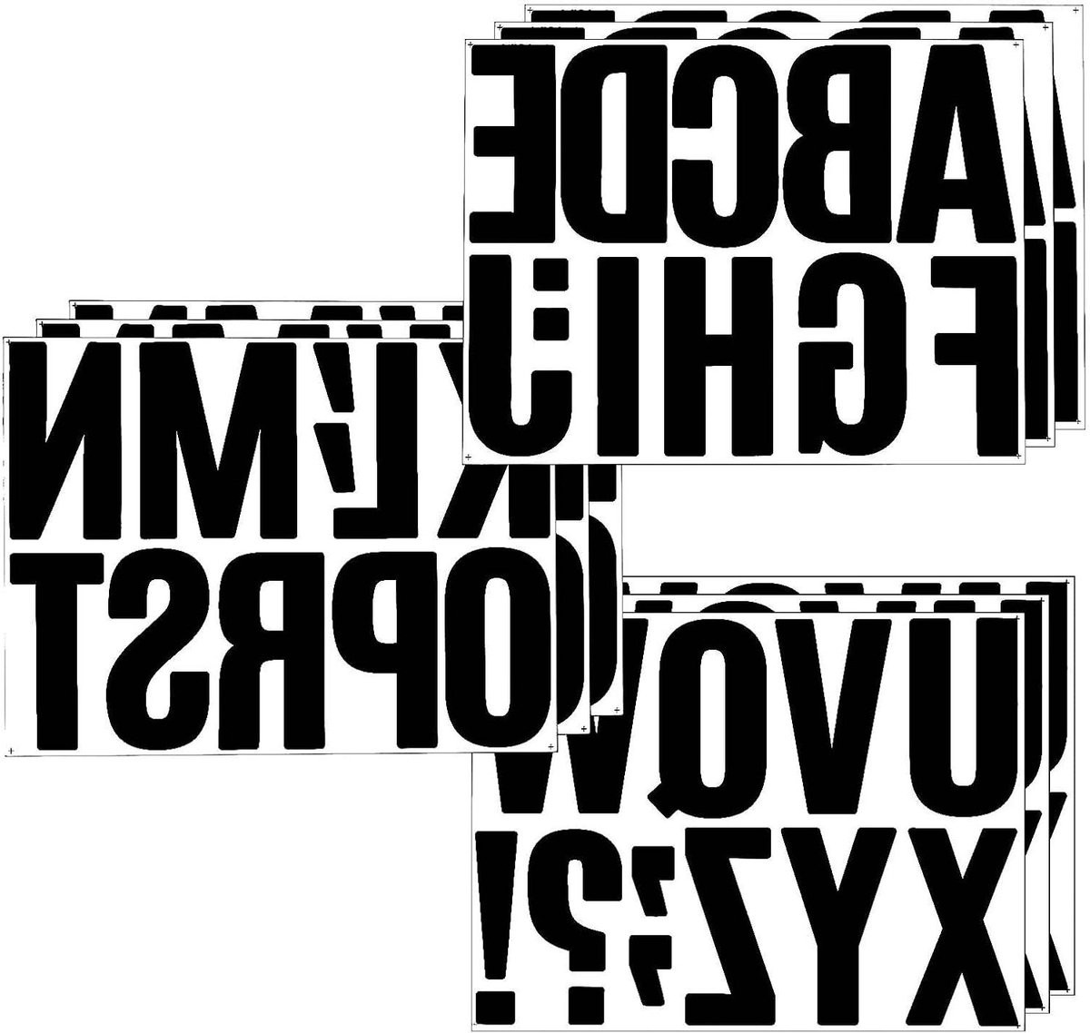 102 stuks Alfabet Vinyl Letterstickers Zwart - 10 cm Hoog
