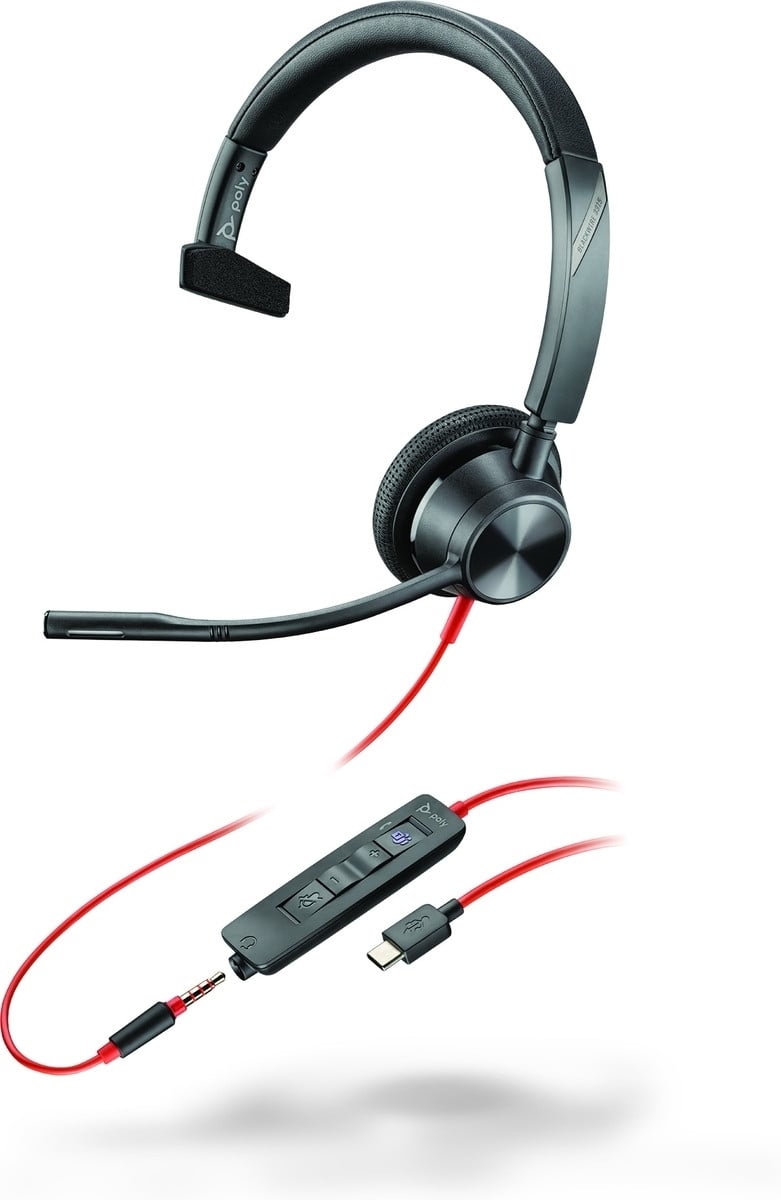 HP Poly Blackwire 3315-M Over-ear Hoofdtelefoon - Bekabeld - 3,5 mm en USB-C - Zwart - Gecertificeerd voor Microsoft Teams