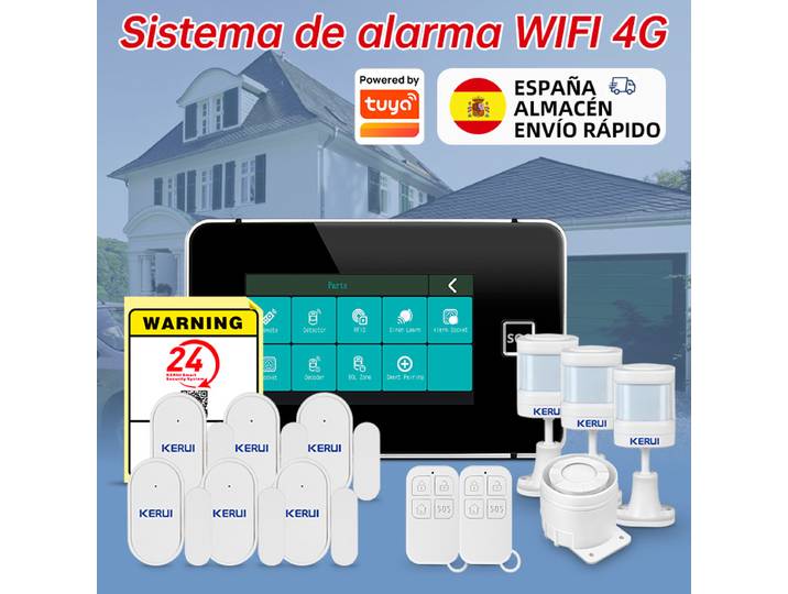 Système d'alarme WiFi Kerui 4G pour la maison, livraison depuis l'Espagne, écran tactile 4,3 pouces, compatible Tuya, alarme antivol 433 MHz