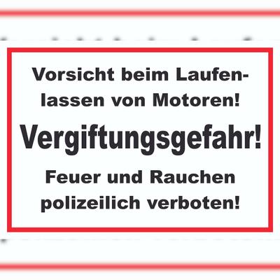 HB-Druck Vorsicht beim laufen lassen von Motoren Schild A4 Rückseite selbstklebend