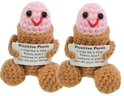 Inspire Select Funny Crochet Emotional Support Doll Positive Desk Ornament Gift For Boyfriend, Husband & Friends aa 2 Pcs