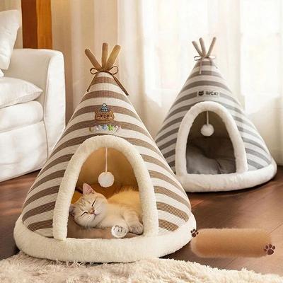Inspired Living Cozy Self Warming Cat Cave Bed With Washable Plush Cover 38x38x32cm