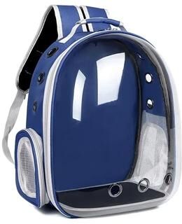 Inspired Finds Space Capsule Transparent Pet Backpack Carrier For Cats & Small Dogs blue