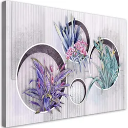 WANDBILD quadratkisten regale mit blumen