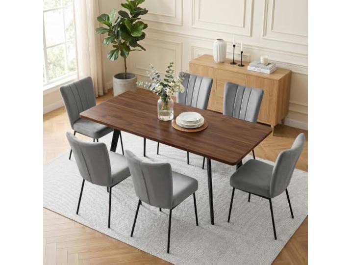JIEXI Esstisch mit 6 Stühlen Set, 140-180CM, Esszimmer