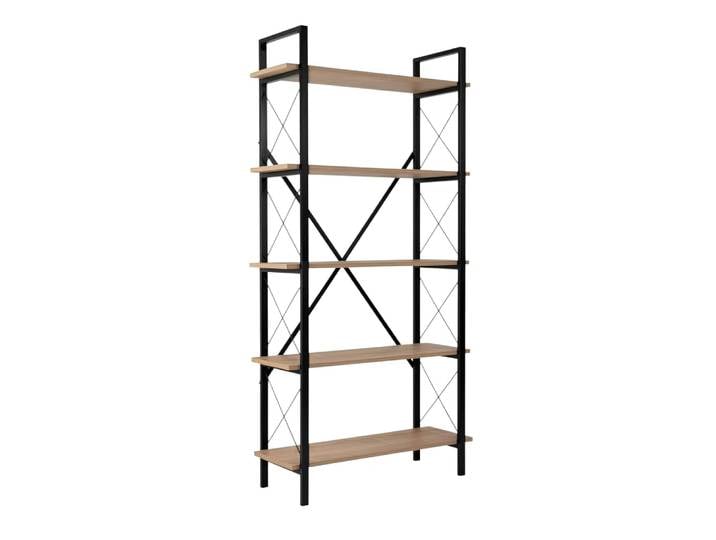 Etagère 5 niveaux aspect chêne clair et métal l90cm