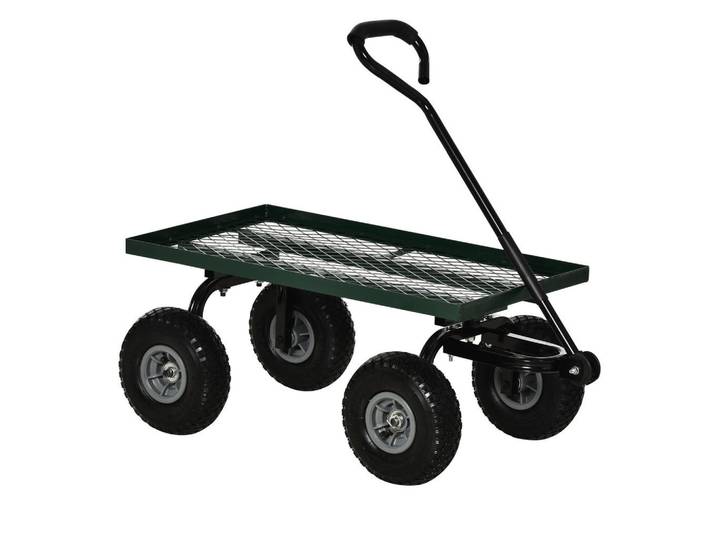ComfortXL Transportwagen De-17575 150 kg, 4 Luftreifen Grün, Metall, 48.5x100x94 cm, Gartenzubehör, Gartenpflege