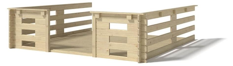 Veranda zum Gartenhaus 3x3m - Farbe Holz